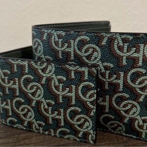 Coach Green and Brown Patterned Key & Card Holder